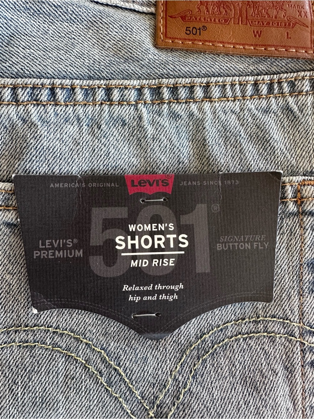 Levi's 501 Mid Rise Denim Shorts Button Fly 100% Cotton Cutoff Womens 32 NWTs - Picture 7 of 16